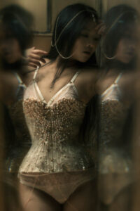 Twig modelling the 'Jesus' corset by Sparklewren and lingerie by Karolina Laskowska. Photography by Jenni Hampshire