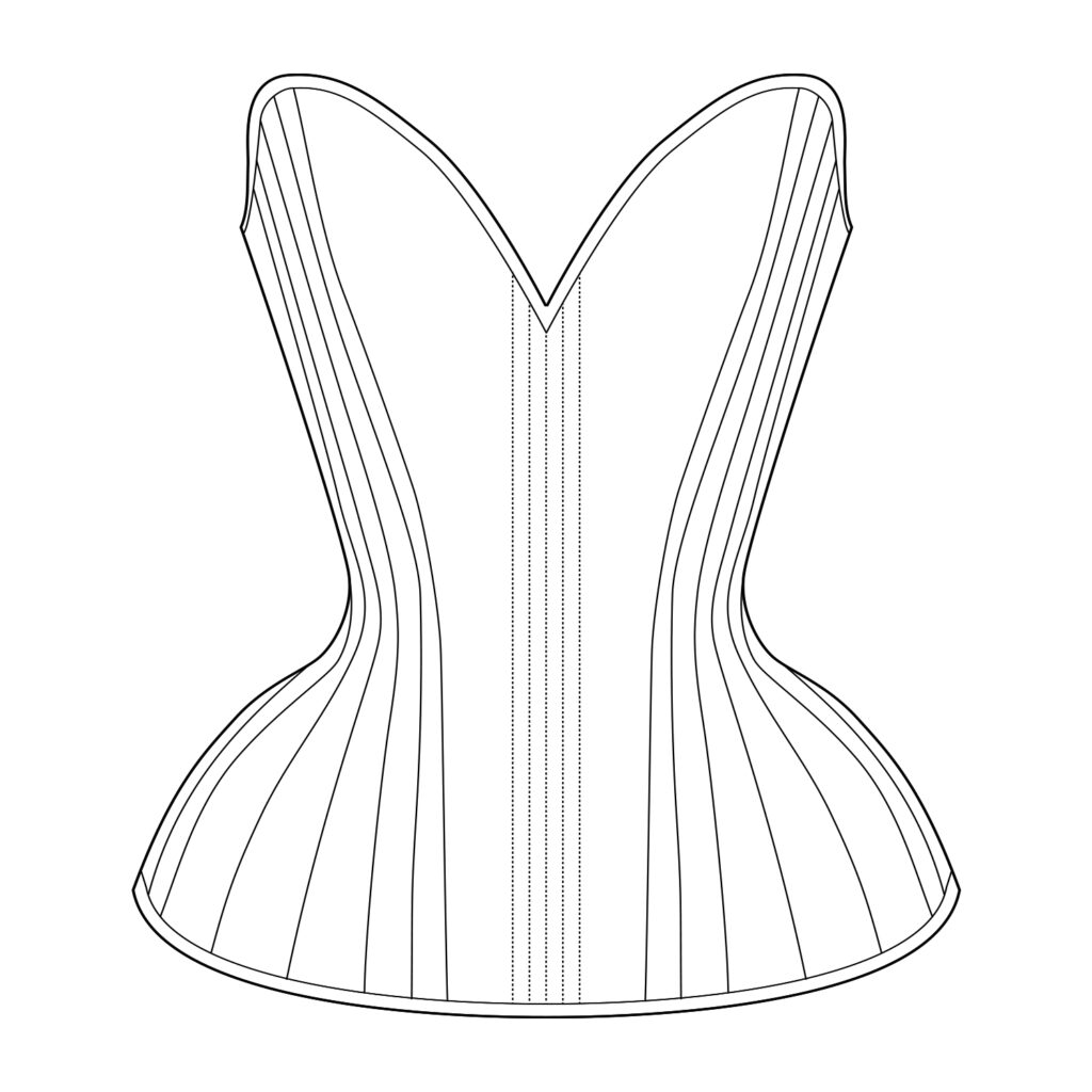 Sparklewren Pattern Technical Illustration - Bird's Wing Overbust Corset