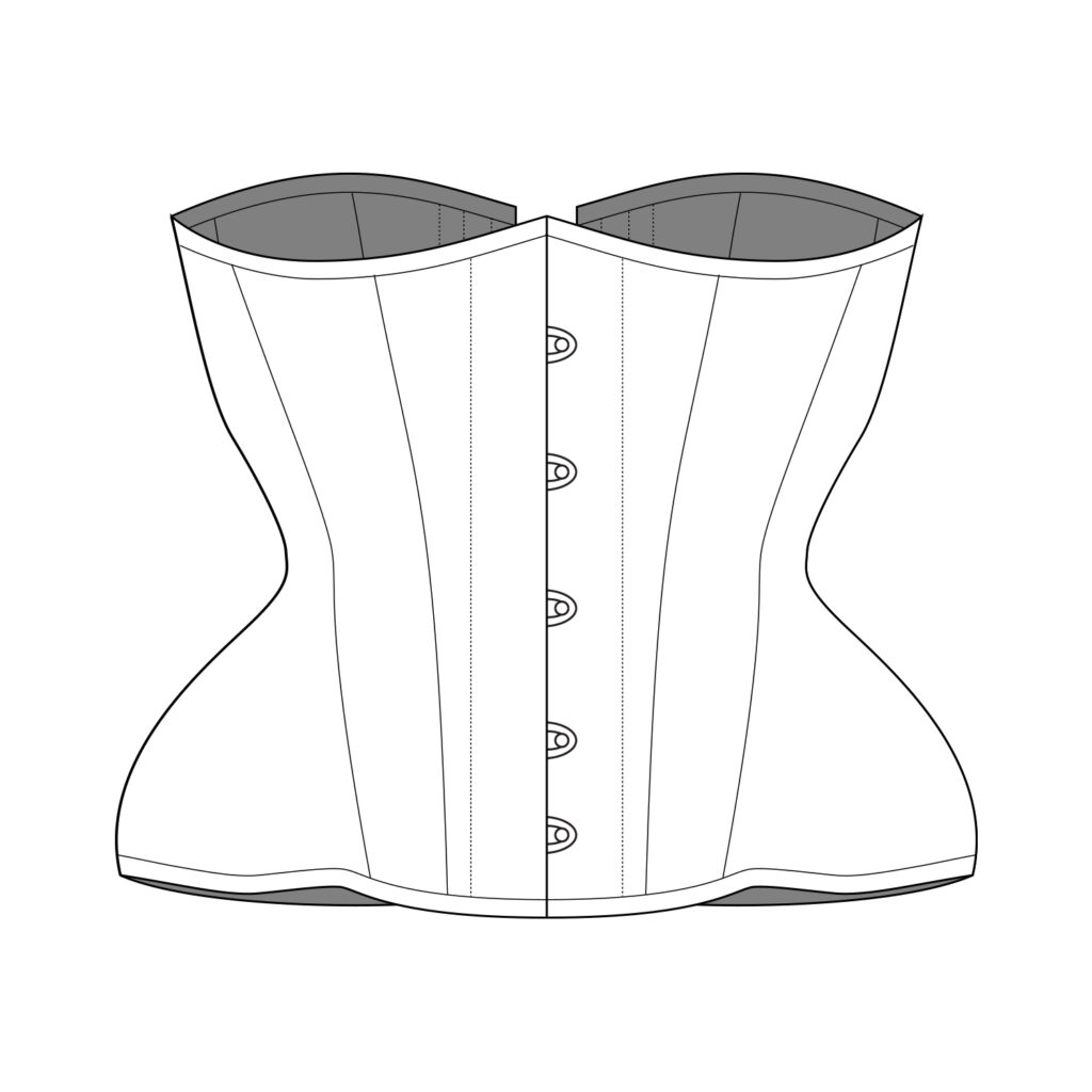 Sparklewren Pattern Technical Illustration - Curvy Underbust Corset