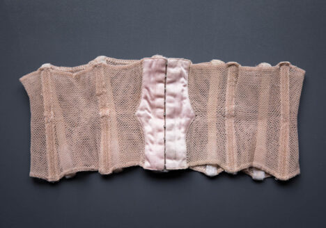 Tea Rose Elastic Net & Satin Waist Cincher, c. late 1940s-early 1950s. The Underpinnings Museum. Photography by Tigz Rice