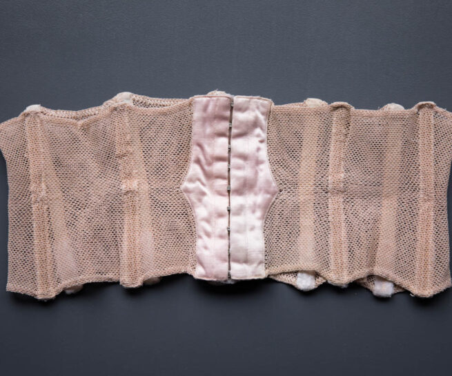 Tea Rose Elastic Net & Satin Waist Cincher, c. late 1940s-early 1950s. The Underpinnings Museum. Photography by Tigz Rice