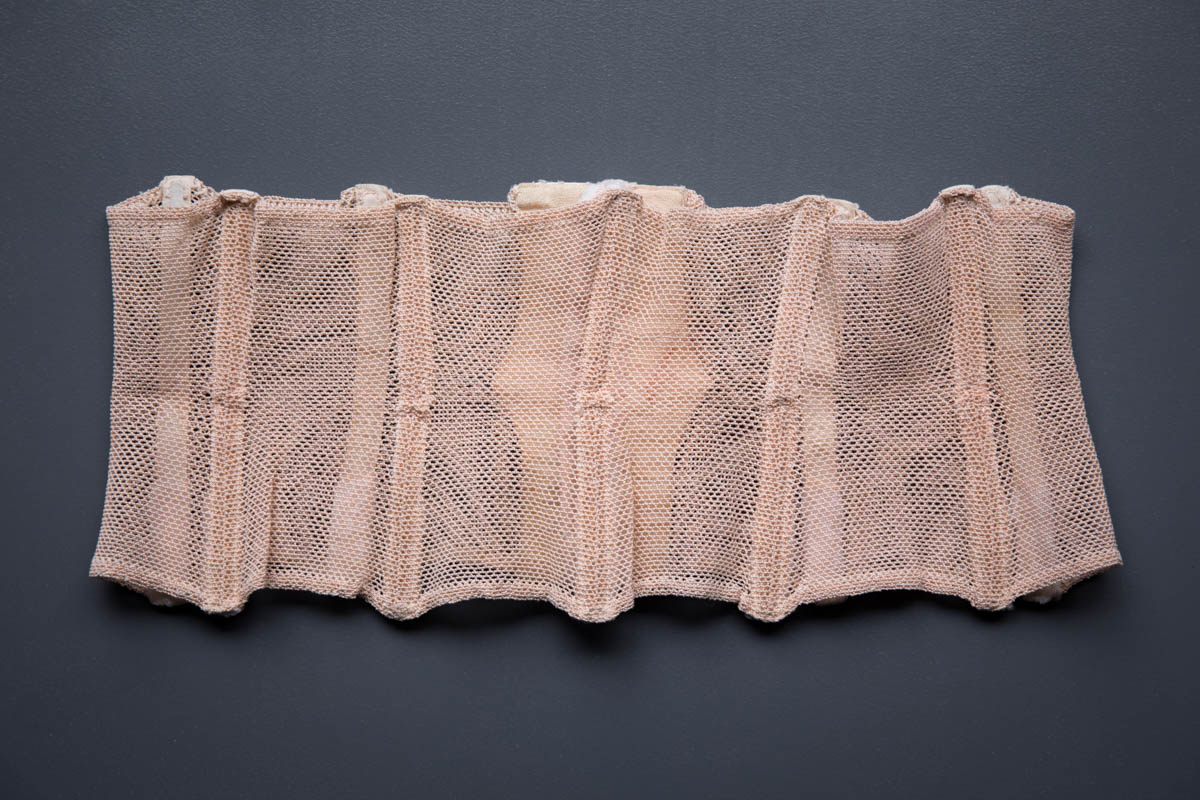 Tea Rose Elastic Net & Satin Waist Cincher | The Underpinnings Museum