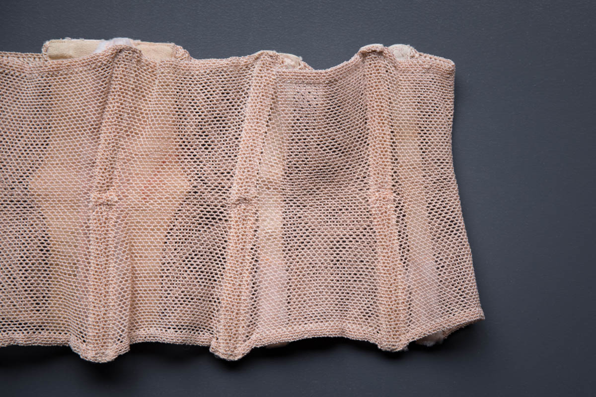 Tea Rose Elastic Net & Satin Waist Cincher, c. late 1940s-early 1950s. The Underpinnings Museum. Photography by Tigz Rice