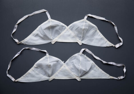 White Nylon Bras By Kestos, c. 1950s, Great Britain. The Underpinnings Museum. Photography by Tigz Rice