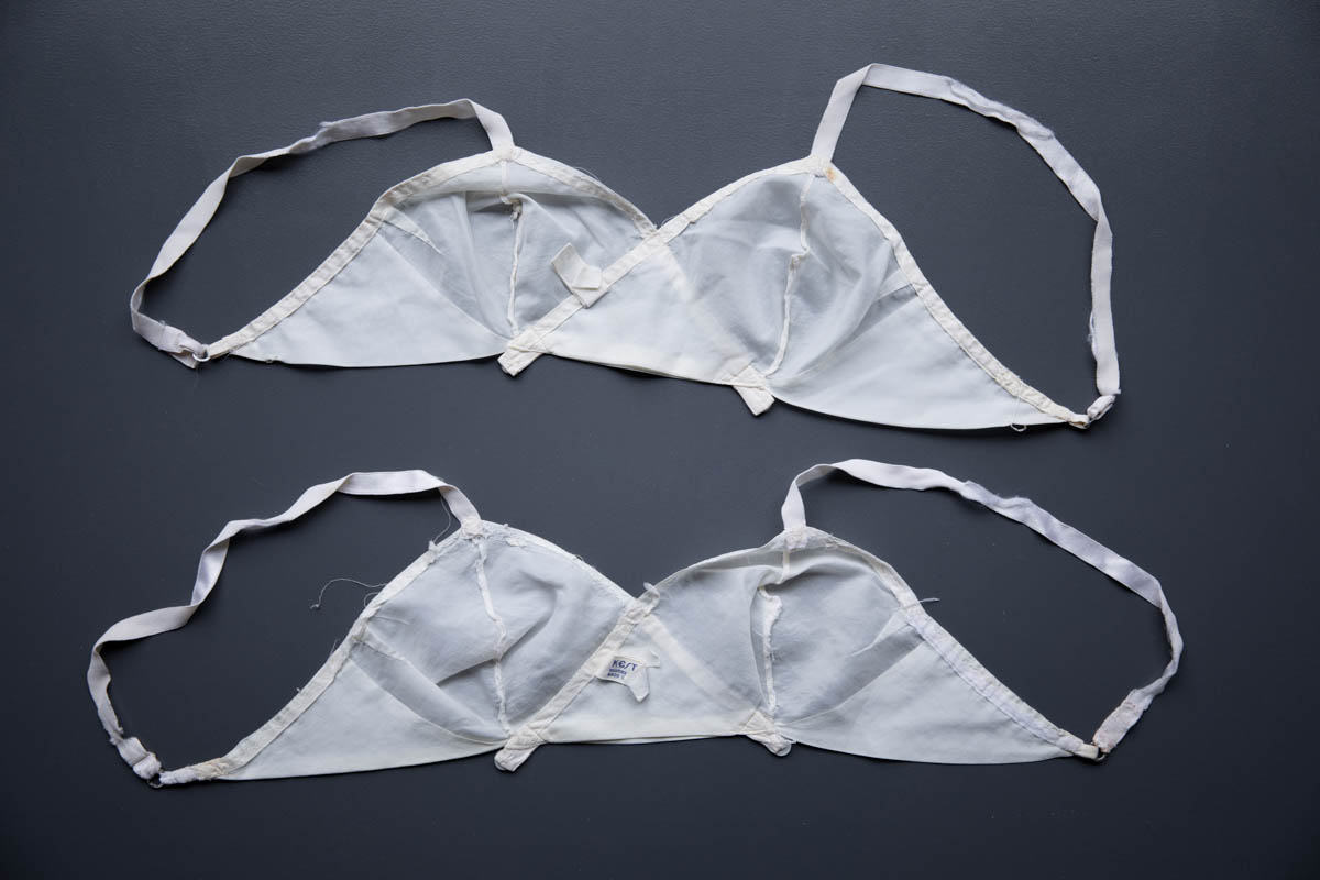 White Nylon Bras By Kestos, c. 1950s, Great Britain. The Underpinnings Museum. Photography by Tigz Rice