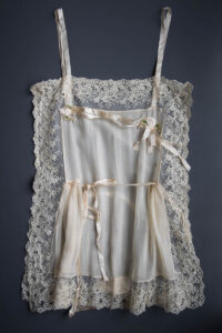 Silk Chiffon & Lace Trim Step-In With Silk Ribbonwork, c. 1910s, USA. The Underpinnings Museum. Photography by Tigz Rice.