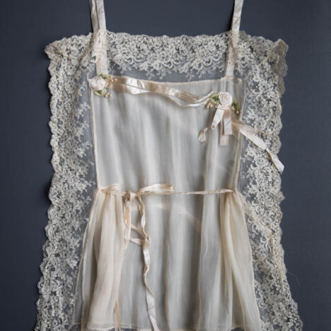 Silk Chiffon & Lace Trim Step-In With Silk Ribbonwork, c. 1910s, USA. The Underpinnings Museum. Photography by Tigz Rice.