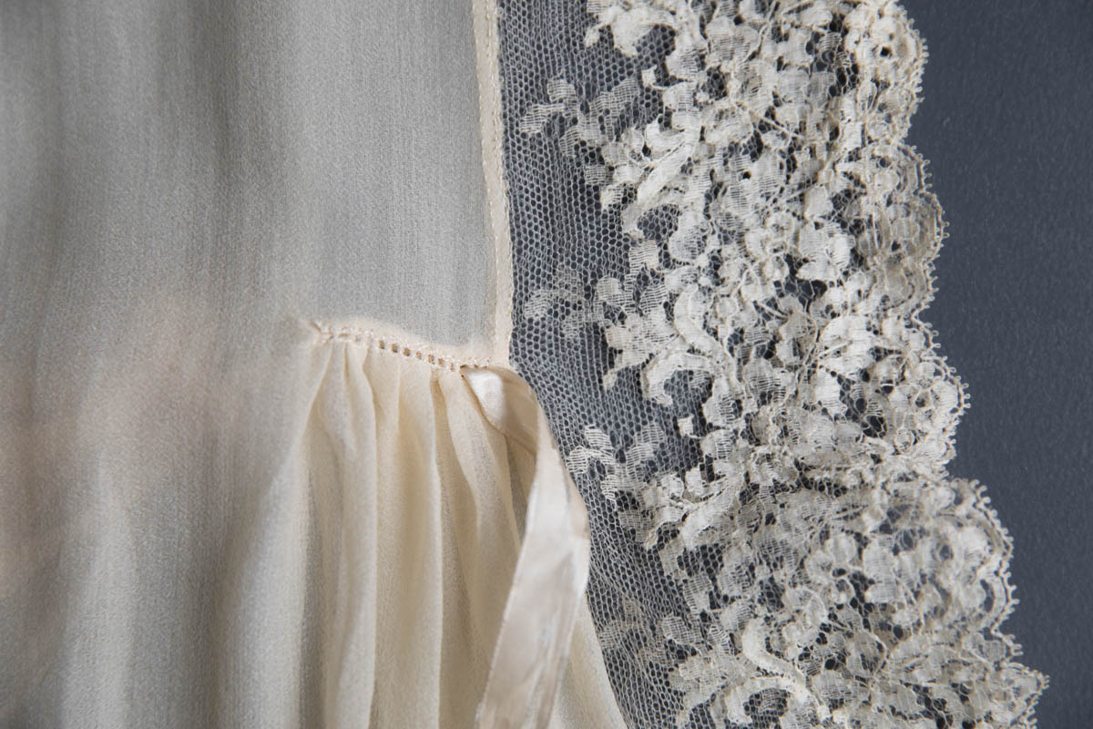 Silk Chiffon & Lace Trim Step-In With Silk Ribbonwork, c. 1910s, USA. The Underpinnings Museum. Photography by Tigz Rice.