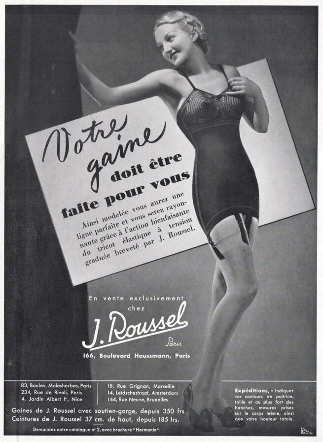 'Votre Gaine Doit Être Faite Pour Vous' Advertisement By J. Roussel, c. 1930s, France. The Underpinnings Museum