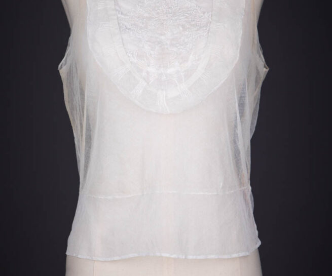 Bobbinet Tulle & Embroidered Muslin Chemisette By Boué Soeurs, c. 1920s, France, The Underpinnings Museum. Photography by Tigz Rice.
