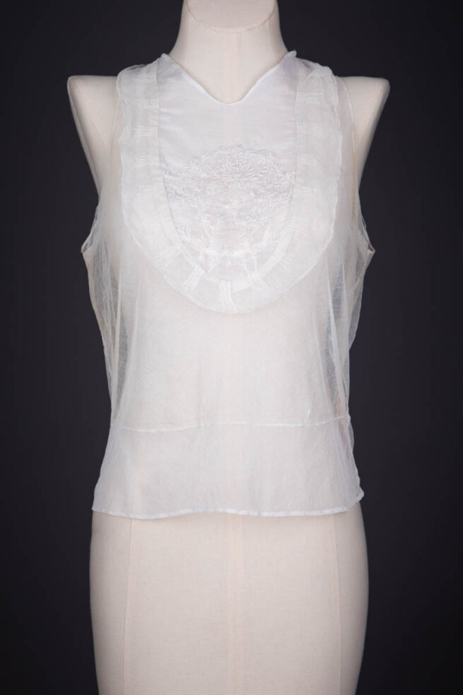 Bobbinet Tulle & Embroidered Muslin Chemisette By Boué Soeurs, c. 1920s, France, The Underpinnings Museum. Photography by Tigz Rice.
