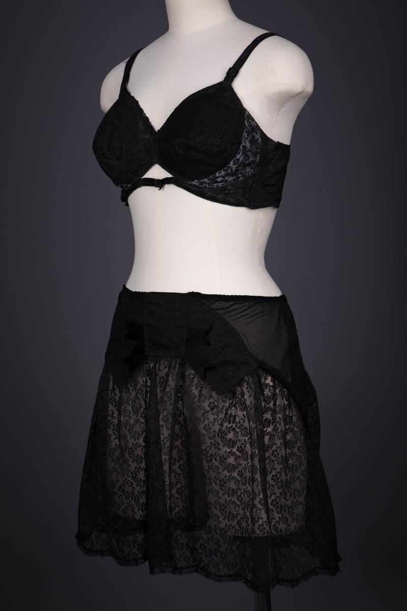 Keyhole Cut Out Bra & Lace Half Slip By Christian Dior, c. 1957, Great Britain. The Underpinnings Museum. Photography by Tigz Rice.