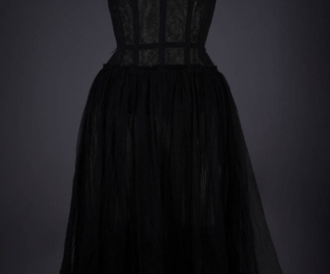 Black Bobbinet Tulle Corselet & Petticoat, Attributed To Christian Dior, c. 1950s, France. The Underpinnings Museum. Photography by Tigz Rice.