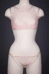 'Rosa' Bridal Chantilly Lace Lingerie Set With Pearl Beading By Karolina Laskowska, 2018, Norway. The Underpinnings Museum. Photography by Tigz Rice.