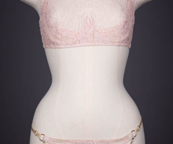 'Rosa' Bridal Chantilly Lace Lingerie Set With Pearl Beading By Karolina Laskowska, 2018, Norway. The Underpinnings Museum. Photography by Tigz Rice.