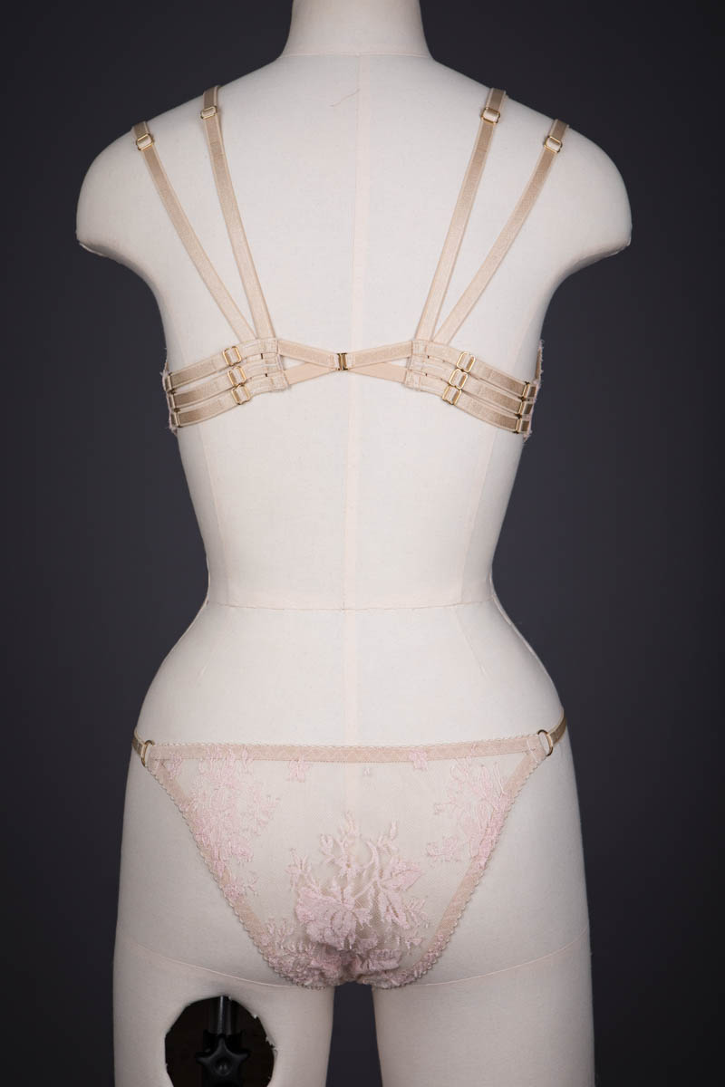 'Rosa' Bridal Chantilly Lace Lingerie Set With Pearl Beading By Karolina Laskowska, 2018, Norway. The Underpinnings Museum. Photography by Tigz Rice.