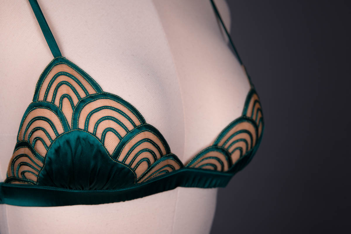 'Sirens' Green Silk & Tulle Lingerie Set By Pillowbook, 2017, China. The Underpinnings Museum. Photography by Tigz Rice.