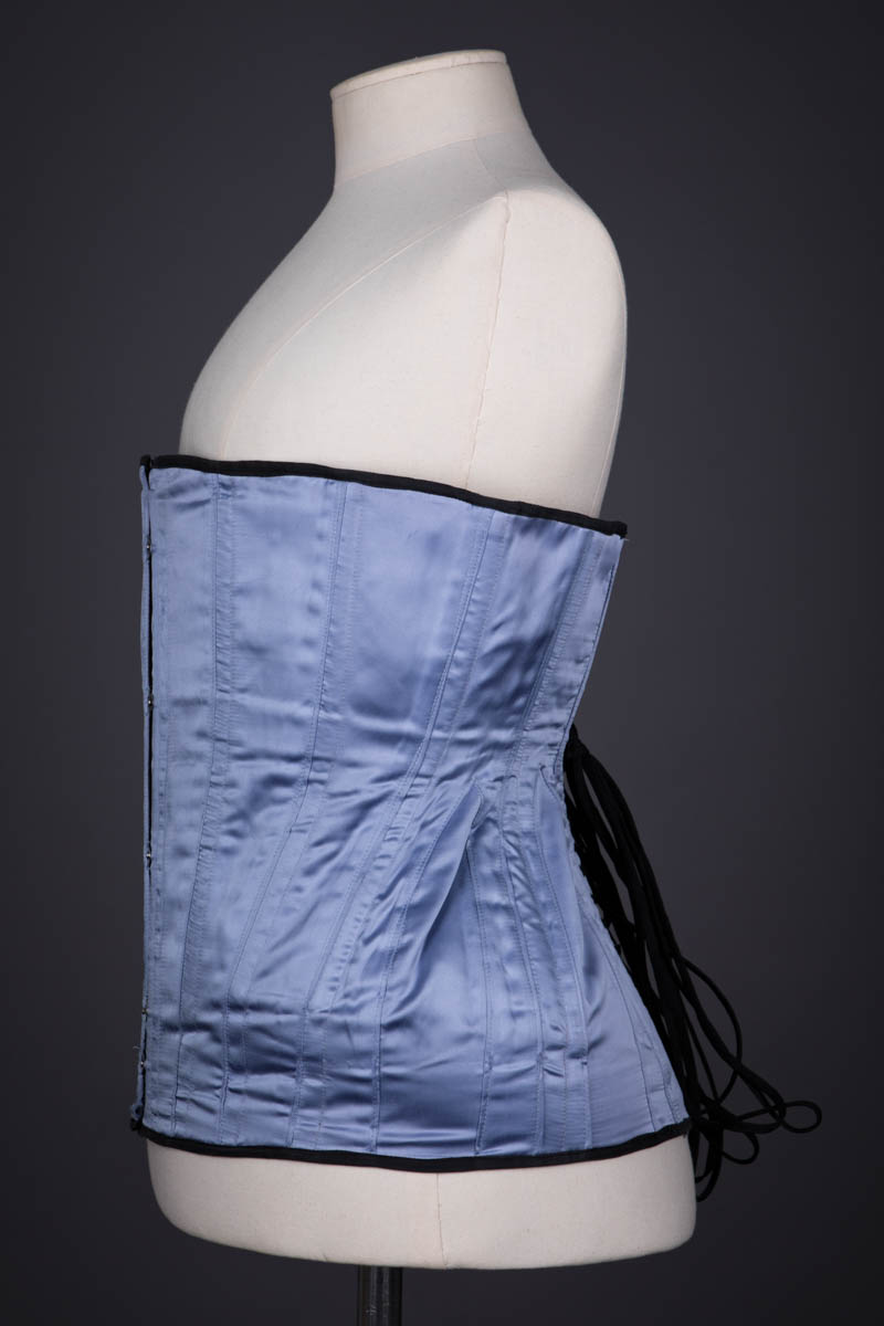 Pale Blue Satin Masculine Corset By La Guêpière, c. late 1980s, UK. The Underpinnings Museum. Photography by Tigz Rice.