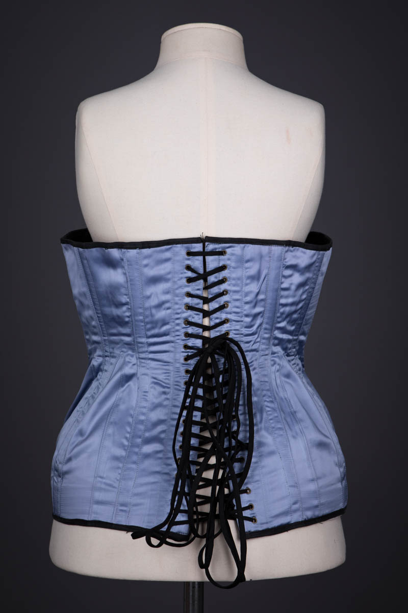 Pale Blue Satin Masculine Corset By La Guêpière, c. late 1980s, UK. The Underpinnings Museum. Photography by Tigz Rice.