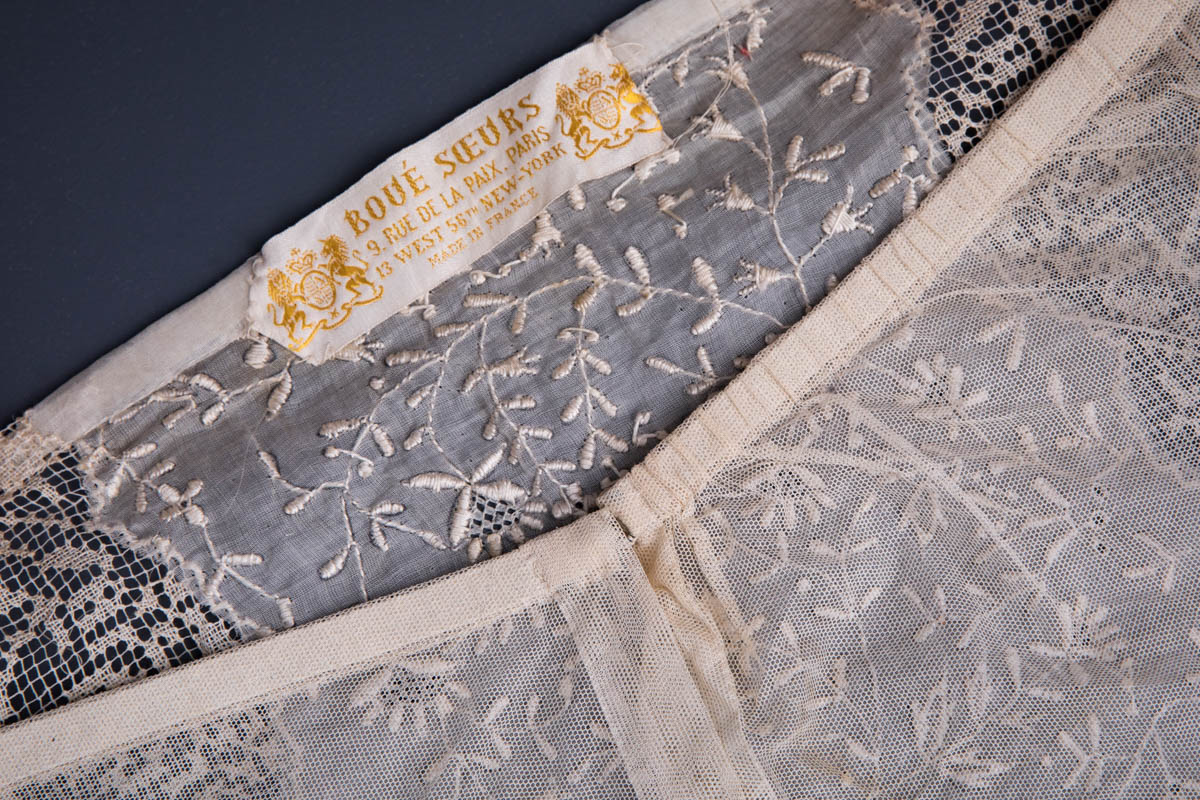 Embroidered Cotton Organdie Corset Cover With Filet Lace Trim, Silk Ribbon & Ribbonwork By Boué Soeurs, 1924, France. The Underpinnings Museum. Photography by Tigz Rice.