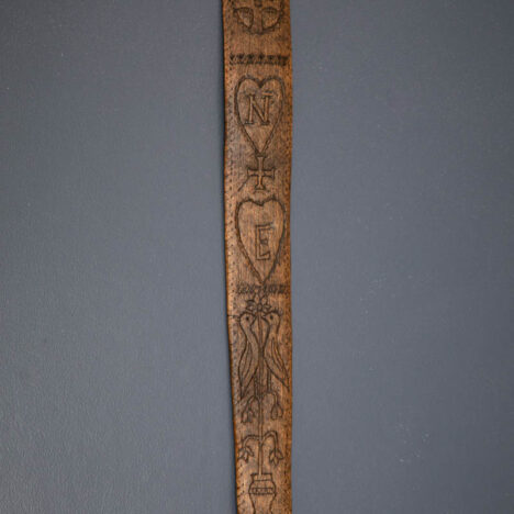 Carved Wooden Sweetheart Busk With Lovebirds, c. late 18th century to early 19th century. The Underpinnings Museum. Photography by Tigz Rice.