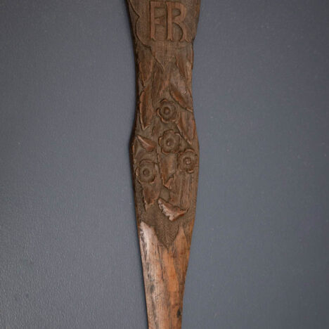 Tapered Carved Wooden Busk With Floral Relief, late 18th century. The Underpinnings Museum. Photography by Tigz Rice.