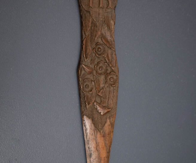 Tapered Carved Wooden Busk With Floral Relief, late 18th century. The Underpinnings Museum. Photography by Tigz Rice.