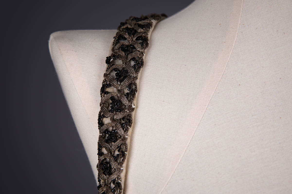 Silk Brocade, Linen & Leather Stays With Alterations & Jet Beading, late 18th c., Germany. The Underpinnings Museum. Photography by Tigz Rice.