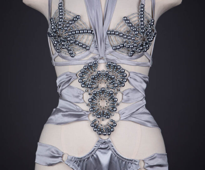 Beadwork Bullet Bra & Playsuit By Rosie Von Boschan, 2021, UK. The Underpinnings Museum. Photography by Tigz Rice.