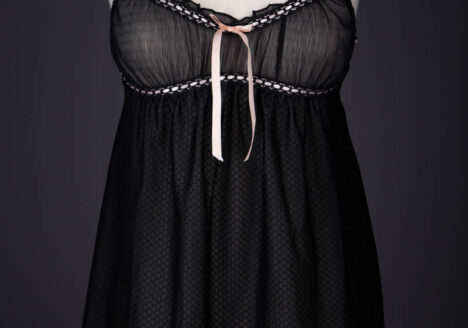 'Salon Rose' Sheer Mesh & Ribbon Slot Lace Trim Babydoll By Marks & Spencers, c. 1999-2000, UK. The Underpinnings Museum. Photography by Tigz Rice.