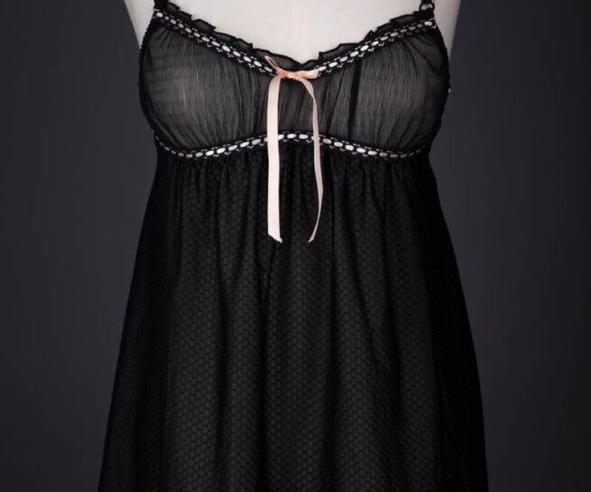 'Salon Rose' Sheer Mesh & Ribbon Slot Lace Trim Babydoll By Marks & Spencers, c. 1999-2000, UK. The Underpinnings Museum. Photography by Tigz Rice.