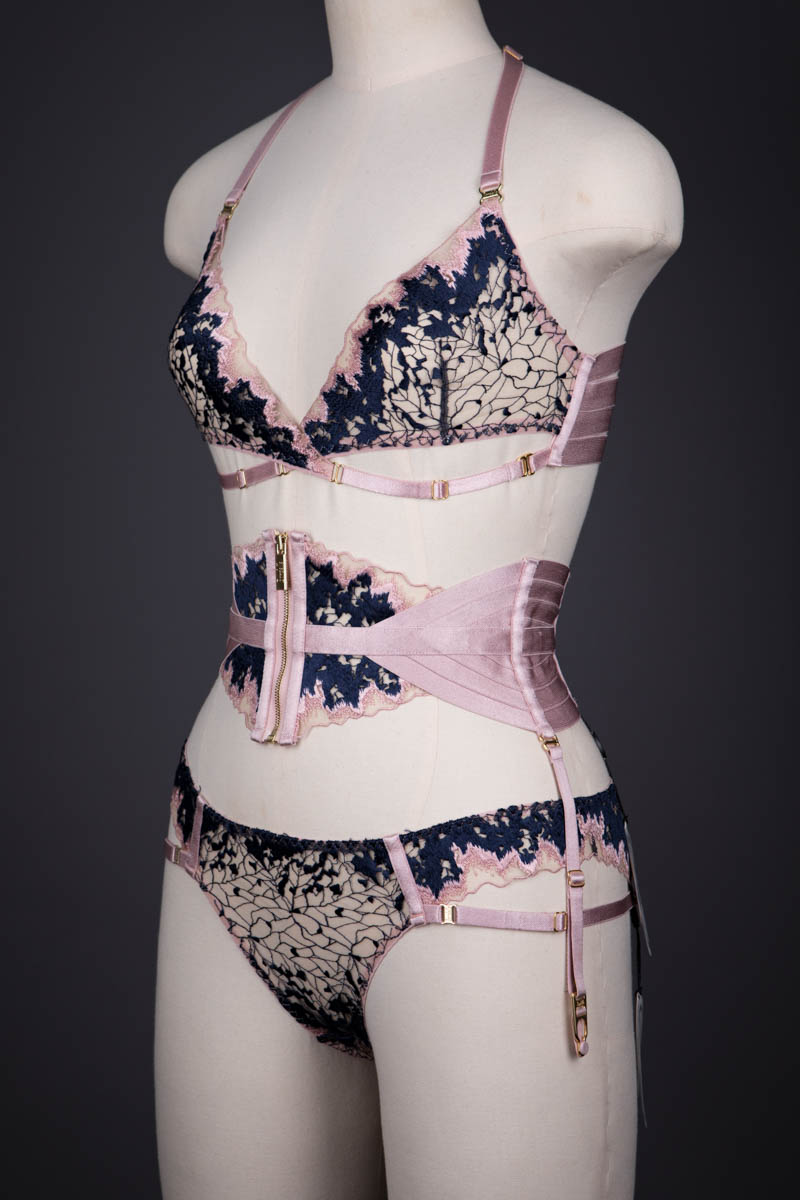'Wilde' Embroidered Tulle & Elastic Lingerie Set By Bordelle, 2020, designed in the UK & made in Romania. The Underpinnings Museum. Photography by Tigz Rice.