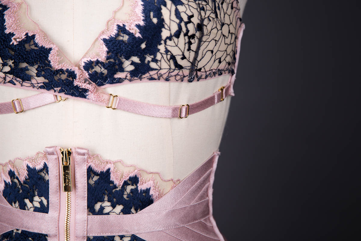 'Wilde' Embroidered Tulle & Elastic Lingerie Set By Bordelle, 2020, designed in the UK & made in Romania. The Underpinnings Museum. Photography by Tigz Rice.