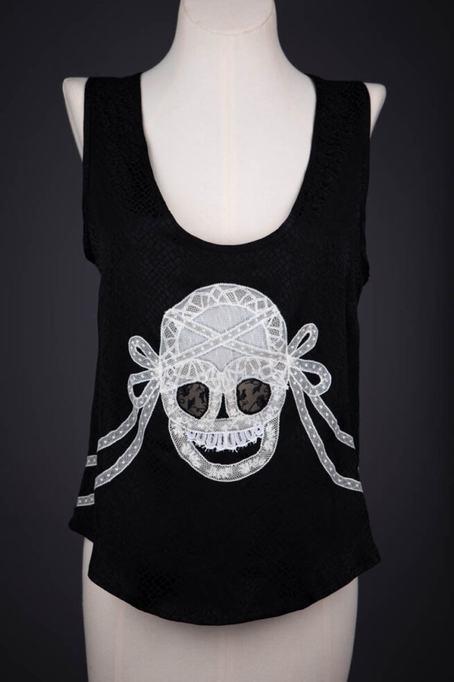 'Deco' Skull Lace Appliqué Camisole By Honeycooler Handmade, 2013, USA. The Underpinnings Museum. Photography by Tigz Rice.