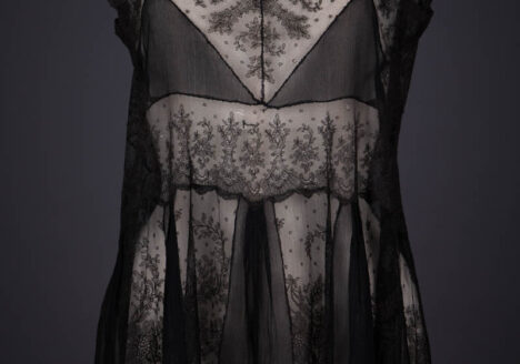 Black Silk Georgette & Silk Lace Trim Step In Teddy, c. 1920s. The Underpinnings Museum. Photography by Tigz Rice.
