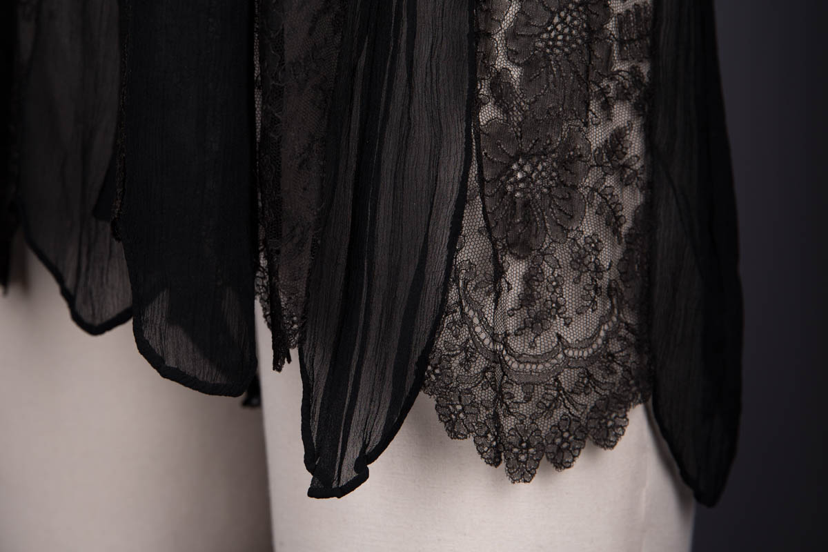 Black Silk Georgette & Silk Lace Trim Step In Teddy, c. 1920s. The Underpinnings Museum. Photography by Tigz Rice.