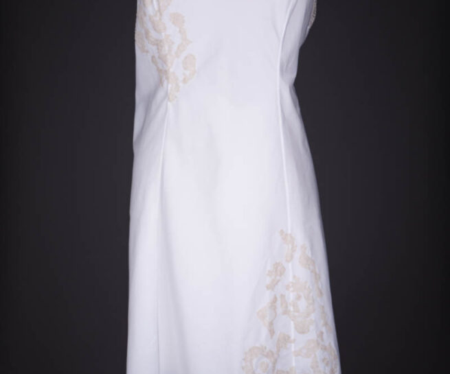 White Nylon & Ecru Lace Appliqué Slip By Alice Cadolle, c. 1950s, France. The Underpinnings Museum. Photography by Tigz Rice.