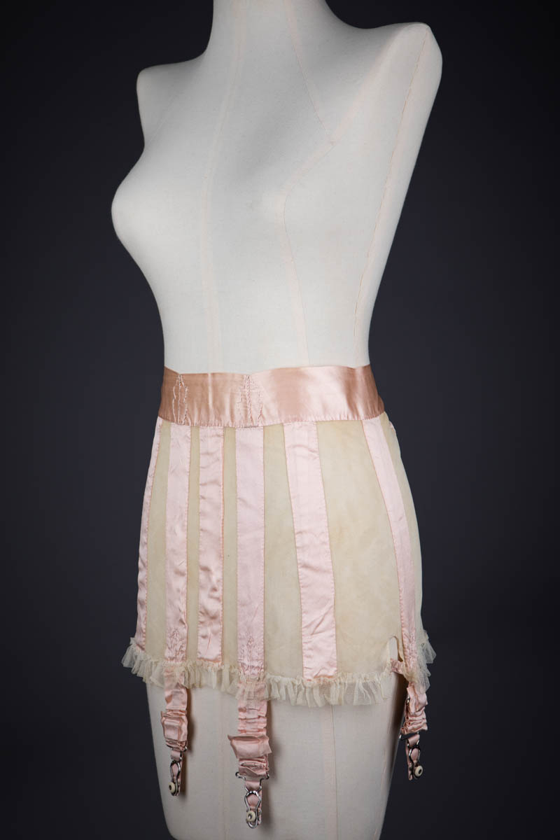 Hand Stitched Bobbinet Tulle & Silk Ribbon Girdle By Gladys Neal, c. 1920s, USA. The Underpinnings Museum. Photography by Tigz Rice.