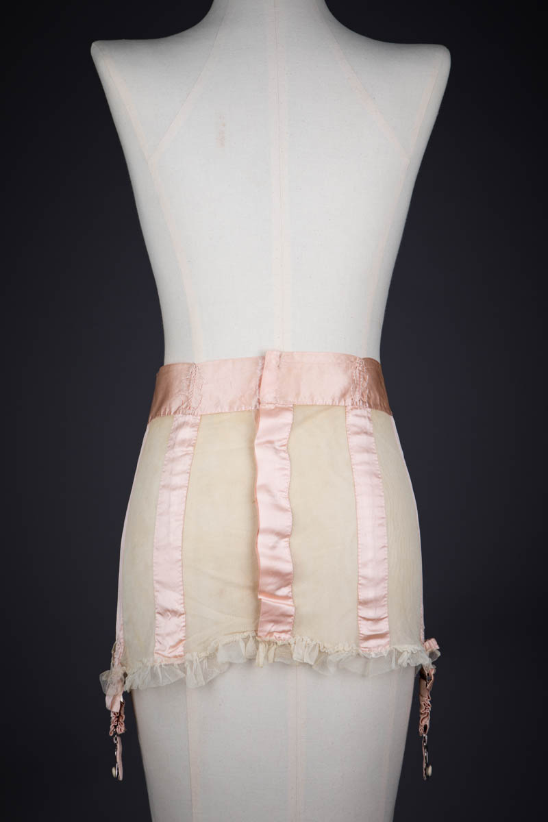 Hand Stitched Bobbinet Tulle & Silk Ribbon Girdle By Gladys Neal, c. 1920s, USA. The Underpinnings Museum. Photography by Tigz Rice.