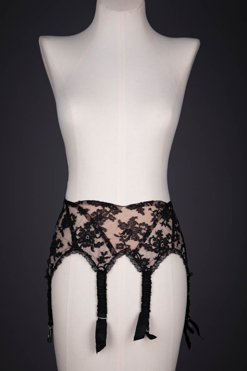 Lace & Nylon Mesh Scalloped Suspender Belt By Cadolle, c. 1950s, France. The Underpinnings Museum. Photography by Tigz Rice.