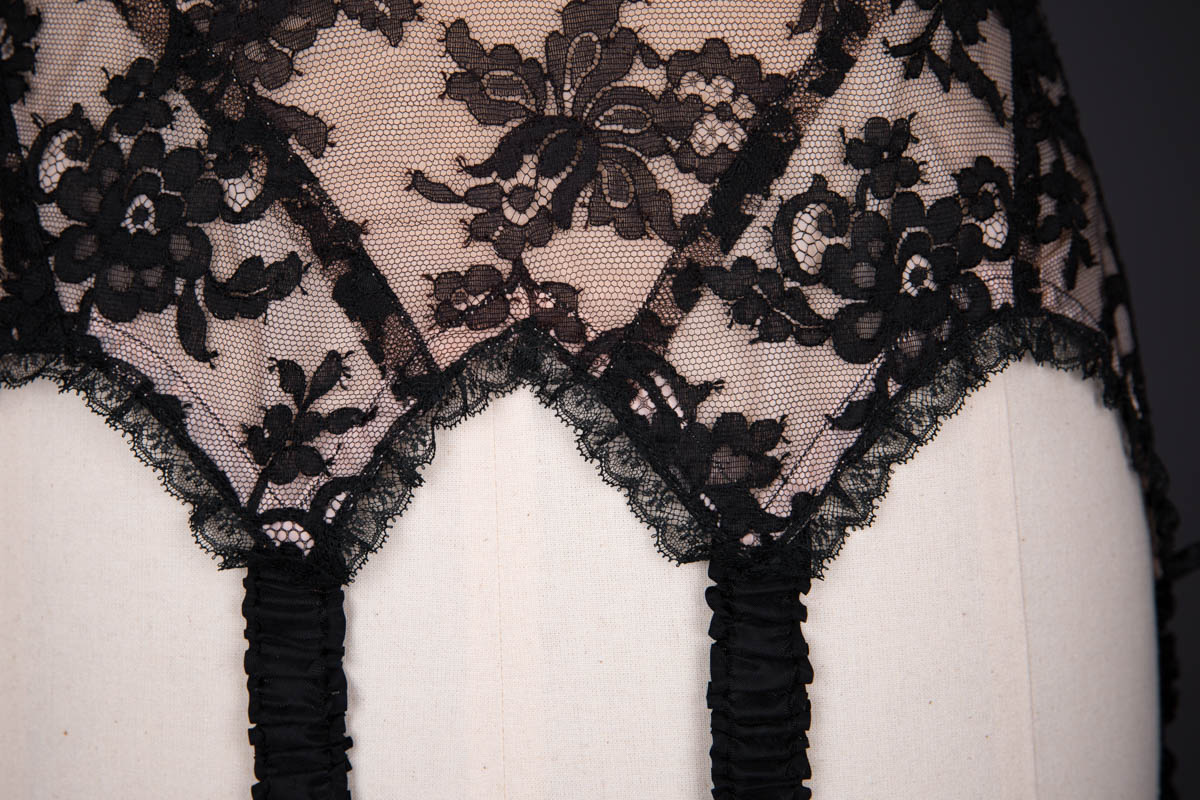 Lace & Nylon Mesh Scalloped Suspender Belt By Cadolle, c. 1950s, France. The Underpinnings Museum. Photography by Tigz Rice.