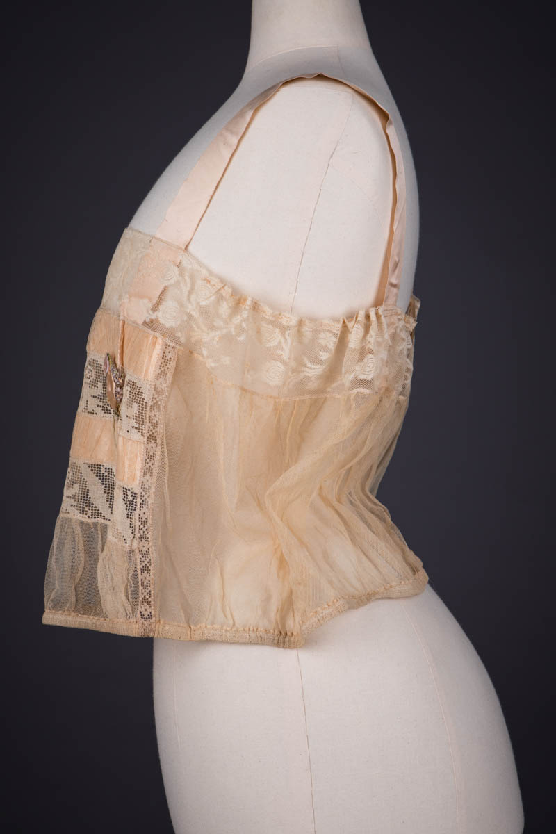 Cotton Tulle, Filet Lace, Silk Ribbon & Ribbonwork Corset Cover By Chamberlin-Johnson-DuBose Co., c. 1920s, USA. The Underpinnings Museum. Photography by Tigz Rice.