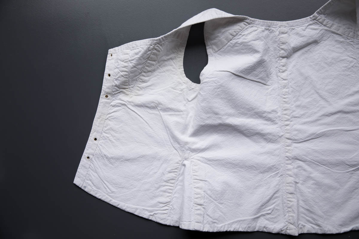 Cotton Young Teen's Front Lacing Corset, c. 1850-60s, France. The Underpinnings Museum. Photography by Tigz Rice.
