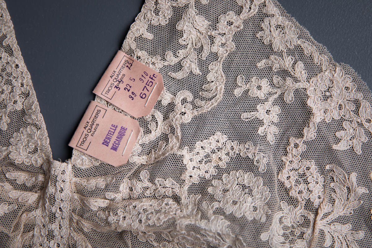 Machine Lace Nightgown Bodice Insert, c. 1930-40s, France. The Underpinnings Museum. Photography by Tigz Rice
