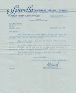 Customer Service Letter By Spirella, 1955, Great Britain. The Underpinnings Museum