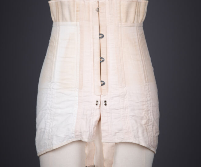 Cotton & Overlocked Elastic Panel Underbust Corset By Thomson's Glove Fitting, c. 1921, USA. The Underpinnings Museum. Photography by Tigz Rice