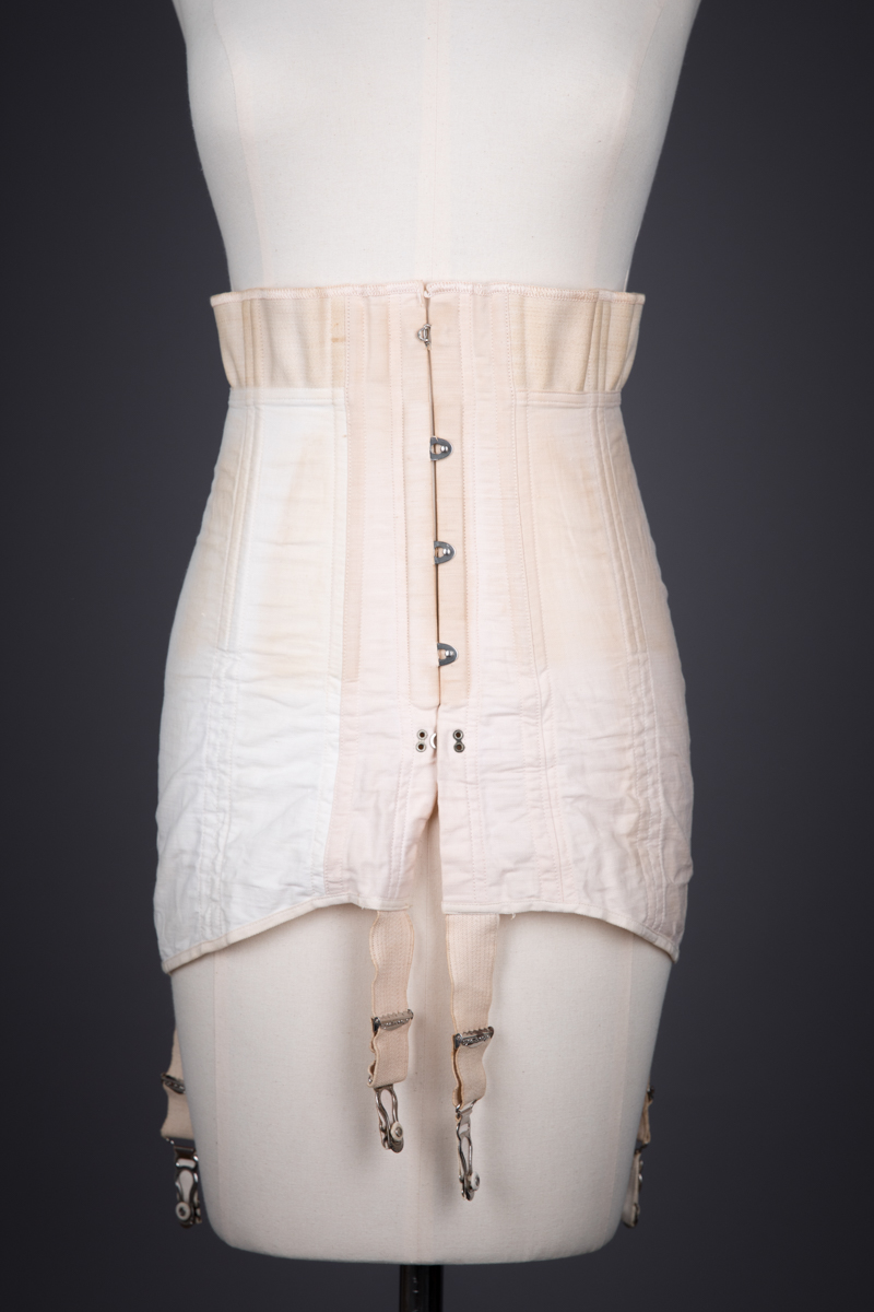 Cotton & Overlocked Elastic Panel Underbust Corset By Thomson's Glove Fitting, c. 1921, USA. The Underpinnings Museum. Photography by Tigz Rice