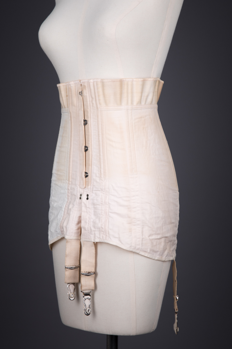 Cotton & Overlocked Elastic Panel Underbust Corset By Thomson's Glove Fitting, c. 1921, USA. The Underpinnings Museum. Photography by Tigz Rice