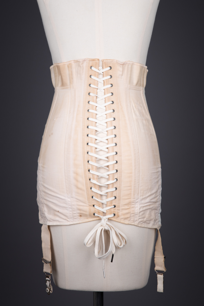Cotton & Overlocked Elastic Panel Underbust Corset By Thomson's Glove Fitting, c. 1921, USA. The Underpinnings Museum. Photography by Tigz Rice