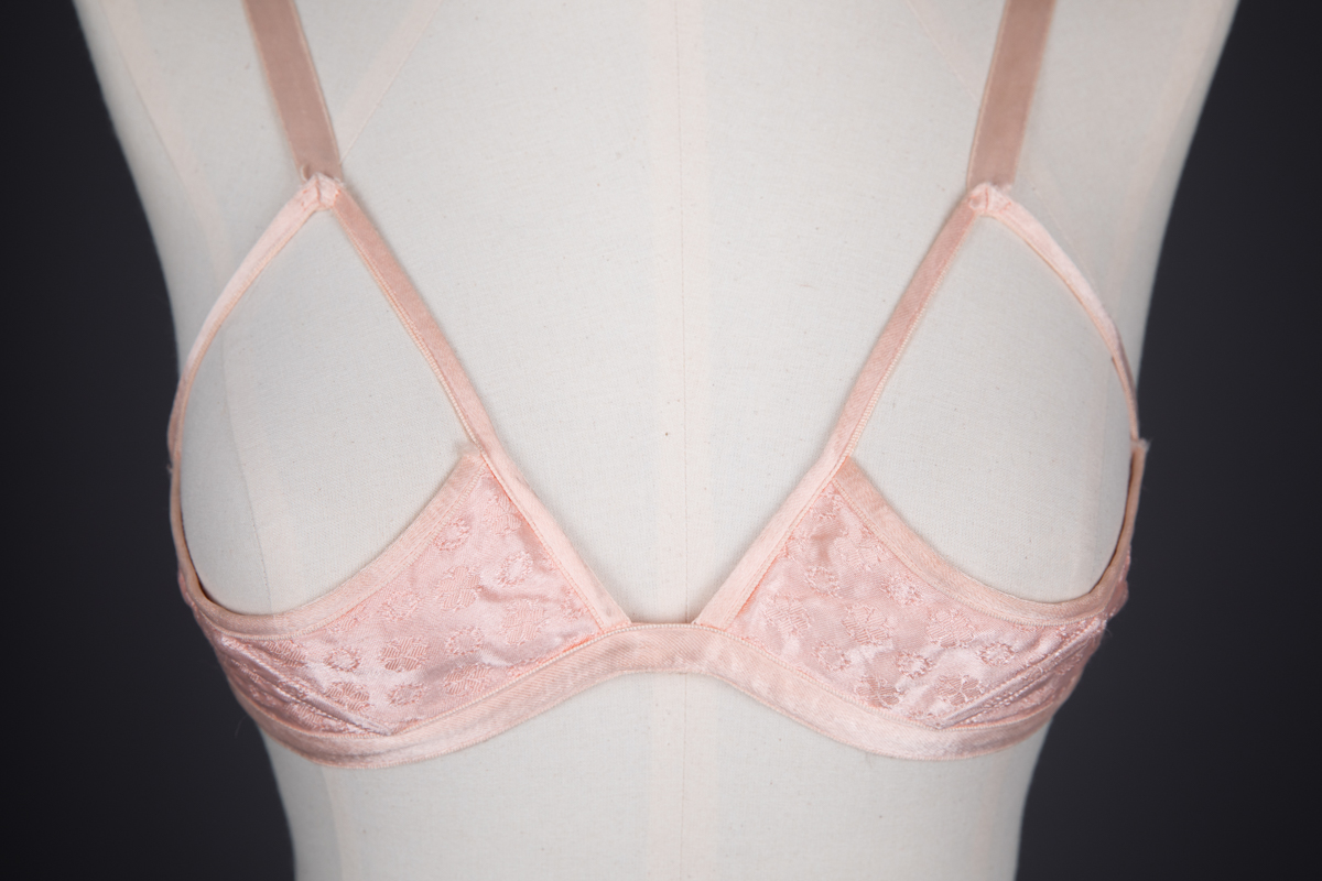 Floral Jacquard Rayon Sling Bra By Fina, c. 1930s. The Underpinnings Museum. Photography by Tigz Rice